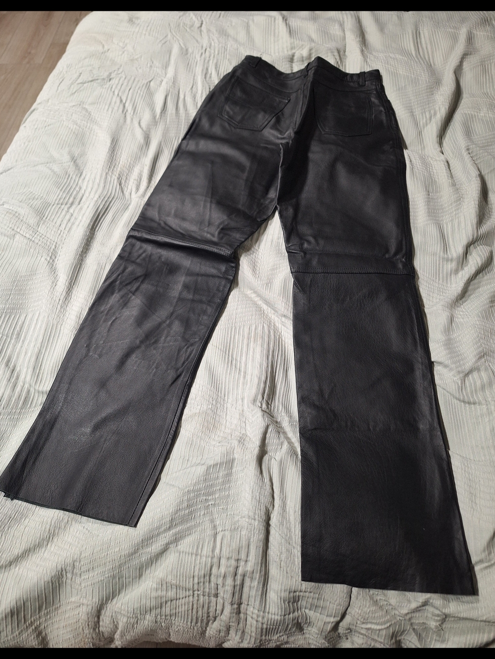 Black Leather Wide-Leg Pants